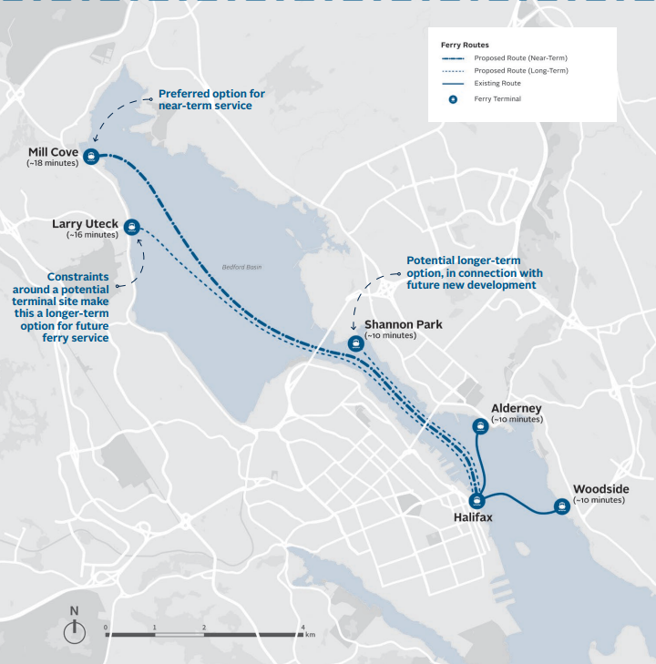 Map of proposed ferry route